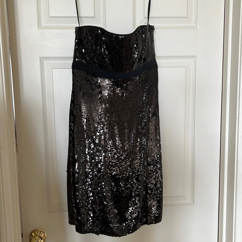 Badgley Mischka Sequin Strapless Dress